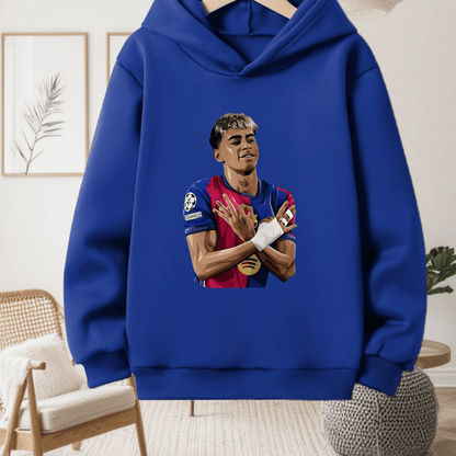 Boys' -Inspired Yamal Themed Hooded Sweatshirt - 100% Polyester Warm Pullover with Soccer Jersey Design, Official Team Crest & Number 30, Machine Washable Casual Sports Apparel for, Trendy Long Sleeve Hoodie for Daily Wear &