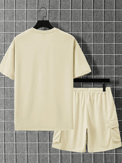 Summer Heavyweight FOG Color Earth Tone Short Sleeve Shorts Streetwear Loose Fashion Set