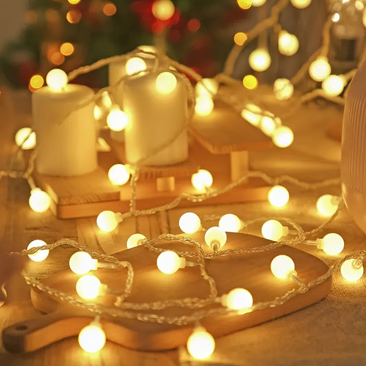 1pc USB-Powered 8 Lighting Modes Ball String Lights - Energy-Efficient, Touch Control, Ideal for Home Decor, Parties, Weddings, Ramadan & Eid al Fitr, Bedroom Wall Decor, Party Lighting | Elegant Lighting | USB Powered Lights