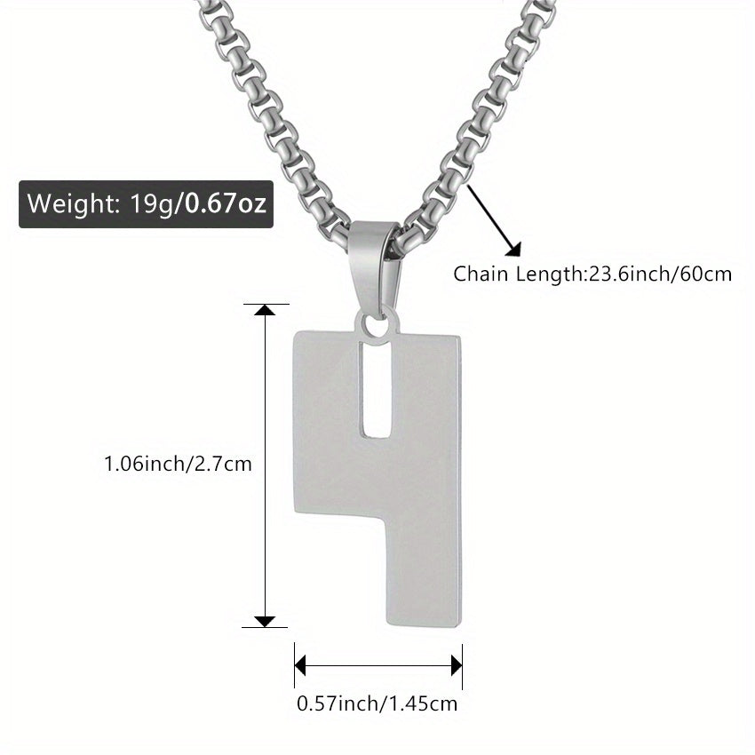 0-19 Men Athletes Number Pendant Necklace Stainless Steel Sports Number Pendant Long Chain Necklaces for Boys Baseball/Basketball/Football Team Jewelry Gifts