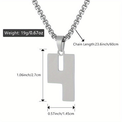 0-19 Men Athletes Number Pendant Necklace Stainless Steel Sports Number Pendant Long Chain Necklaces for Boys Baseball/Basketball/Football Team Jewelry Gifts