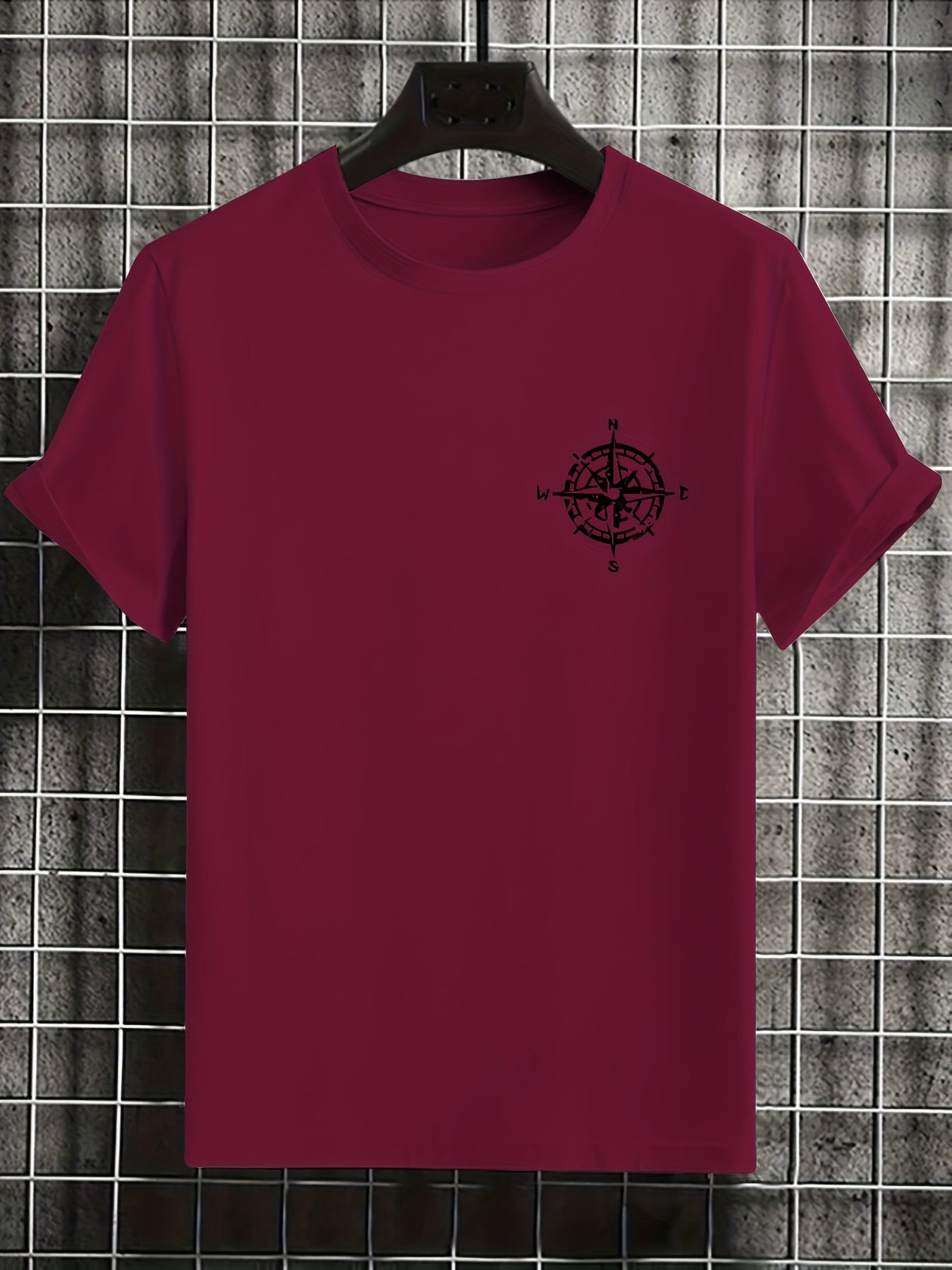Men'S Summer Short Sleeve T-Shirt with Bold Eagle & Compass Print - Light Blue Casual Round Neck Tee, Comfortable Stretch Fabric for Casual Attire, Everyday Tshirt | Bold Graphic Tee | Comfortable Fit