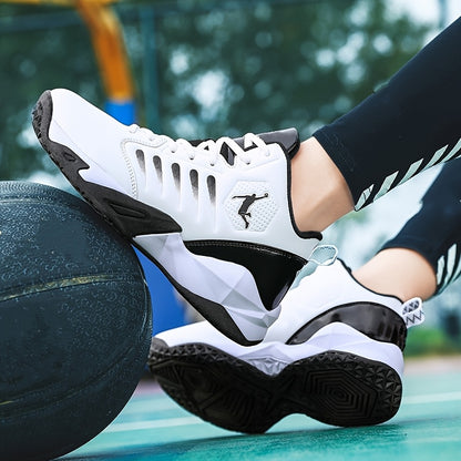 Men'S Trendy Casual Training Sneakers - Lightweight, Shock-Absorbing Running Shoes with Soft Rubber Sole, Breathable Fabric Lining, and Durable Synthetic Upper in White & Black, Lace-Up Design, Athletic Footwear | Modern Snea
