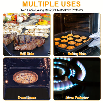 3pcs/5pcs/6pcs Oven Bottom Oven Mats, Reusable Oven Mats, for Electric Ovens, Gas Ovens, Toasters, Microwaves, Stovetops, Grills, Mostly for Outdoor BBQ, Home, RV, Travel