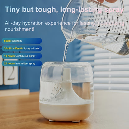 Colorful Acrylic Humidifier with Night Light - Continuous & Intermittent Spray, Essential Oil Diffuser, 7 Color LED Light, USB Powered, Ideal for Living Room, Bedroom, Office, Bedroom Humidifier | Modern Humidifier | Colorful