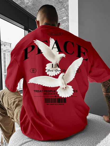 Men's Round Neck American Street Letter Loose T-Shirt