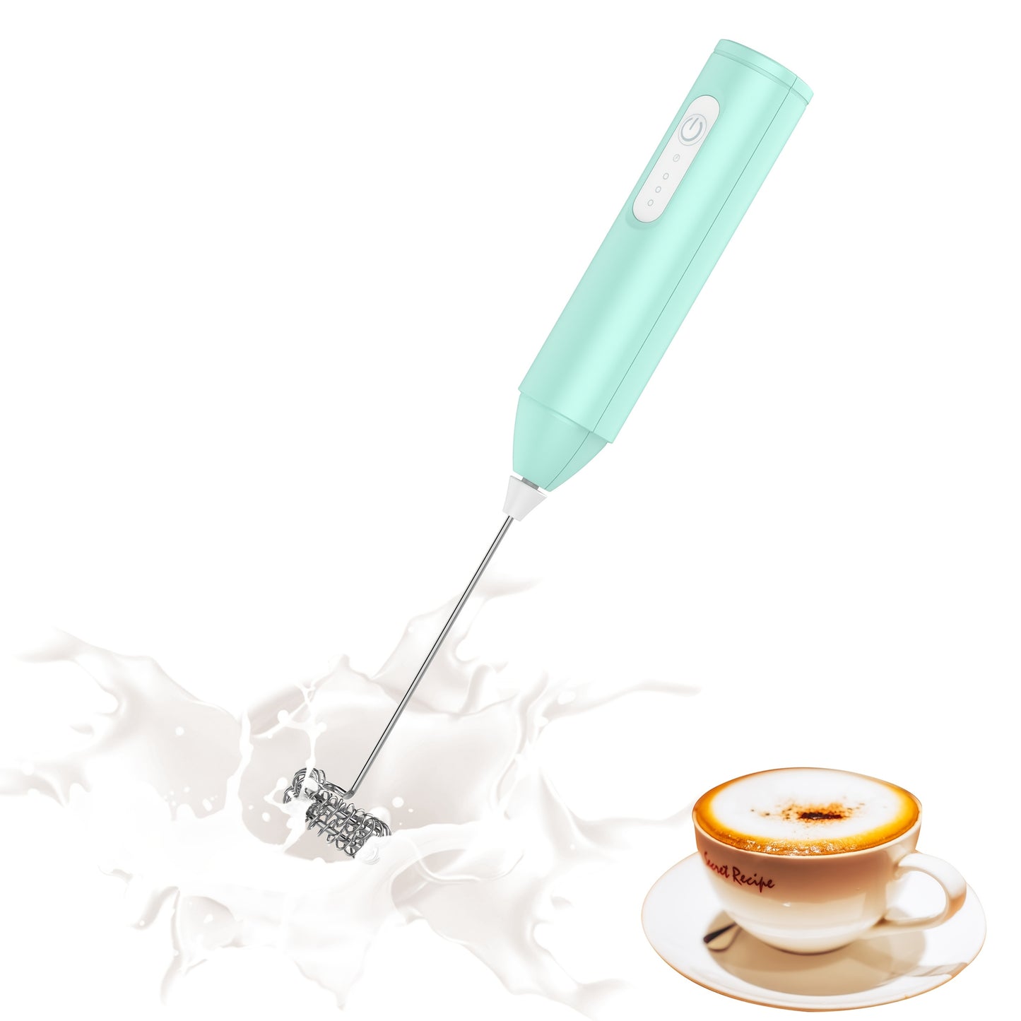 Electric Milk Frother Handheld USB Rechargeable Coffee Frother with Stainless Whisks, 3 Speed Adjustable Foam Maker for Coffee, Latte, Cappuccino, Hot Chocolate, Matcha, Egg