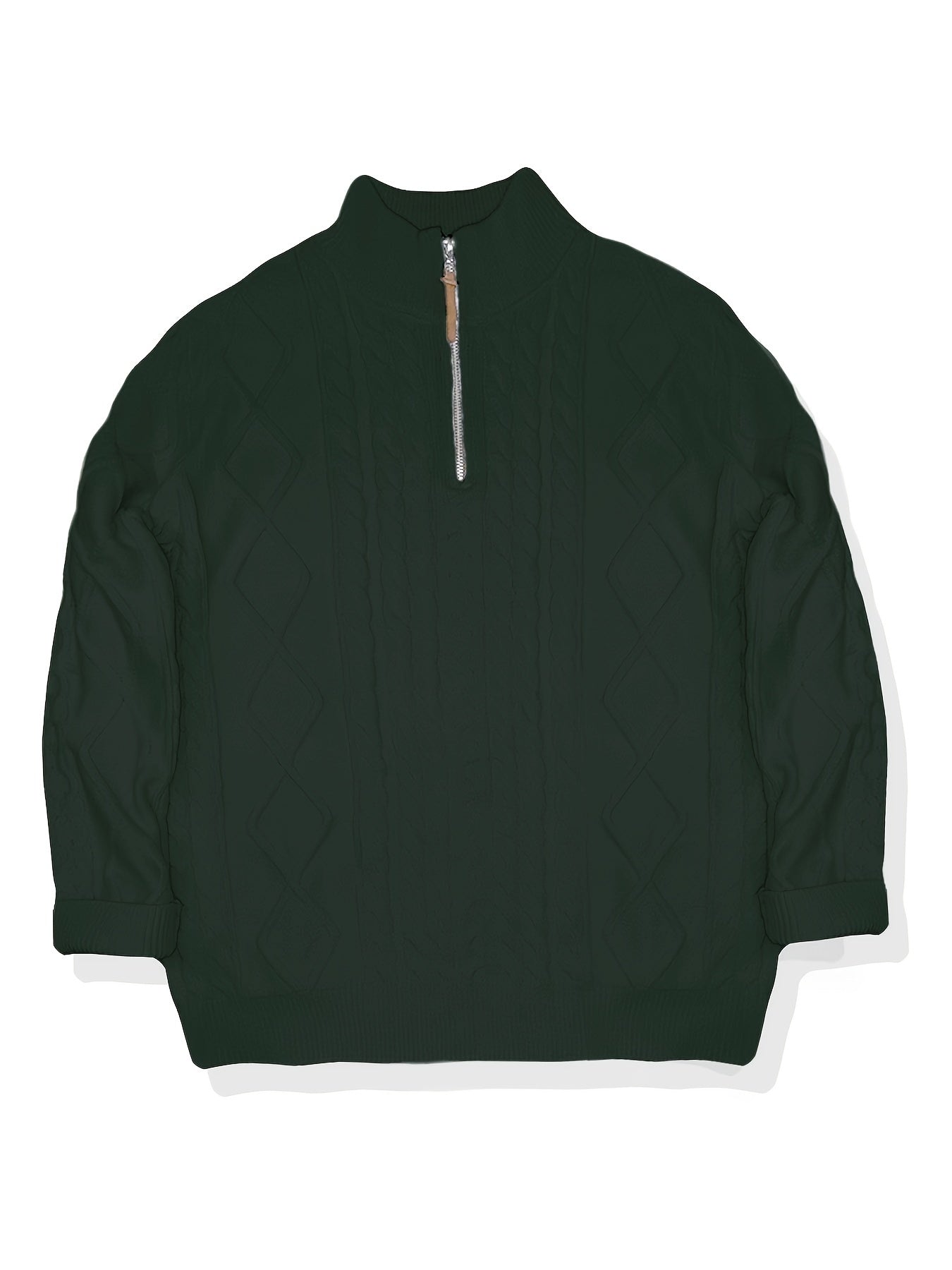 Men's Sweater, Half-High Collar Zip-Up Cable Knit Pullover with Adjustable Neckline, Classic Cable Weave Design, Minimalist and Versatile for Casual Wear, Mature and Stylish Look, Perfect for Autumn and Winter Seasons, Combin