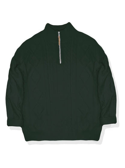 Men's Sweater, Half-High Collar Zip-Up Cable Knit Pullover with Adjustable Neckline, Classic Cable Weave Design, Minimalist and Versatile for Casual Wear, Mature and Stylish Look, Perfect for Autumn and Winter Seasons, Combin