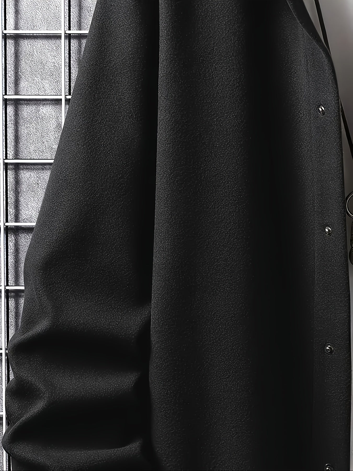 Men's Casual Button-Up Jacket with Front Pocket and Turn-Down Collar, Solid Color, PLUS SIZE