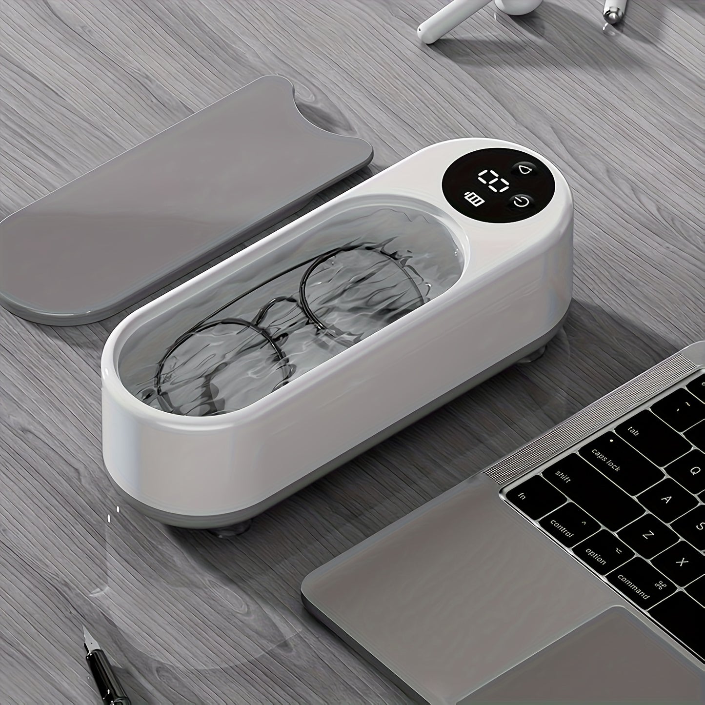 FEIYBA A Versatile Cleaning Device That Requires No Chemicals, Ideal for Cleaning Glasses, Jewelry, Watches, And Dental Braces, Featuring a Digital Screen And a Compartment for Accessories, Electric motor technology enables e