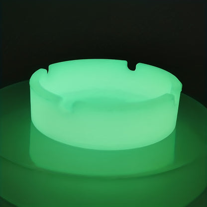 1pc, Luminous Silicone Ashtray Resists Temperatures Premium Silicone Rubber Soft Portable Round Design Ashtray Durable Glow In Dark Gifts For Friends Dad Husband For Outside Indoor