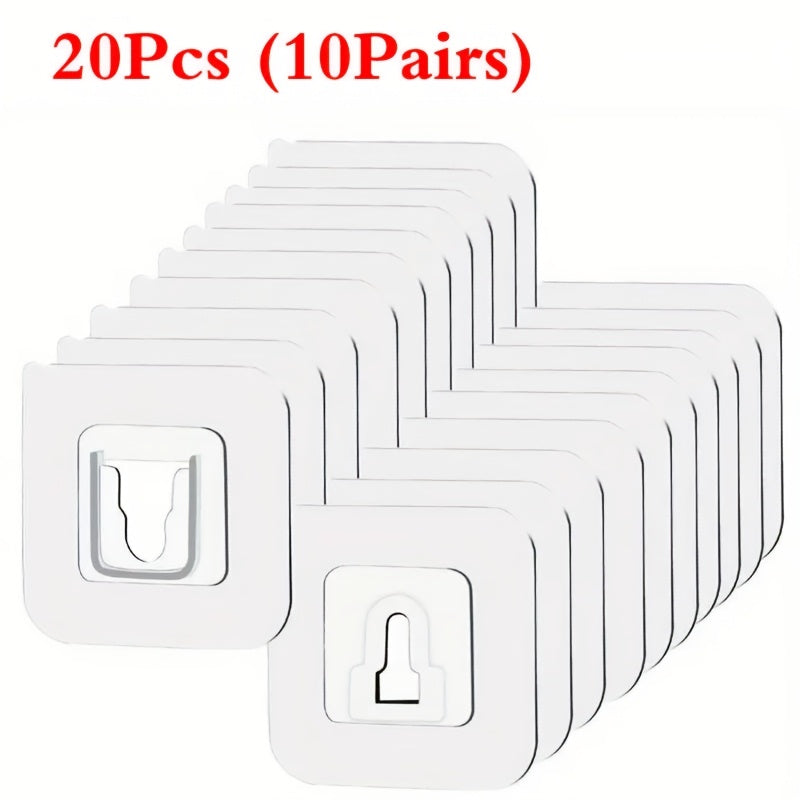 10 Pairs of Powerful Adhesive Hooks with No Trace