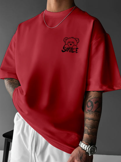 Men'S Bright Yellow Graphic T-Shirt - Loose Fit Streetwear Tee with Smile Design, Round Neck Summer Shirt for Everyday & Formal Outfits - Lightweight Casual Top, Street Style, Bold Print, Comfortable Material, Printed Shirt,