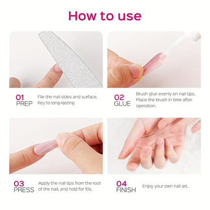 1pc Professional Strong Nail Glue - Fast-Drying No Run Formula with Precision Nozzle for Press On Nails, Acrylic Tips, Wraps & Repairs | Salon Quality Adhesive for DIY & Artificial Nail Extensions, Nail Glue Extra Hold, Easy