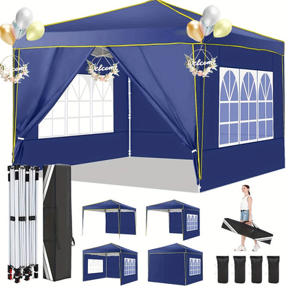 3x6m/3.05x3.05m Pop-up Tent With 6 Removable Side Walls Or 4 Removable Side Walls, With/without Sandbags, Style Optional, Suitable For Party Weddings, Garden Pavilion For Beach Wedding Camping Instant Awning, Upgraded Roof, W