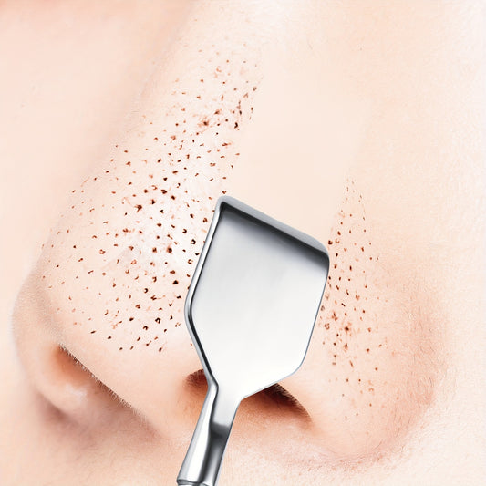 Double-Headed Stainless Steel Blackhead Shovel - Dual-Ended Nose & Stubborn Blackhead Remover Tool for All Light Beige Types, Safe Pore Cleaning & Removal, Gentle Facial Blackhead Extractor with Durable Design