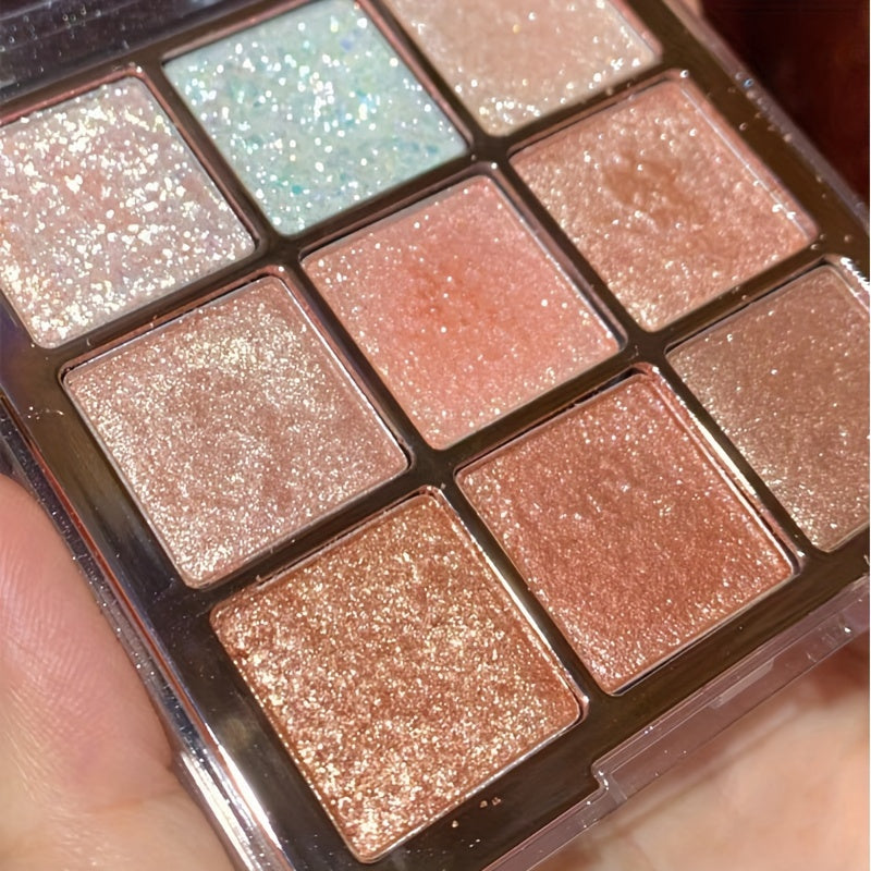 9-Color Eyeshadow Palette - Shimmery & Matte Finishes, Brown & Multicolor Tones for Daily Glam & Party Looks, Glitter Eyeshadow Palette