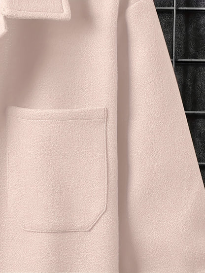 Men's Casual Button-Up Jacket with Front Pocket and Turn-Down Collar, Solid Color, PLUS SIZE