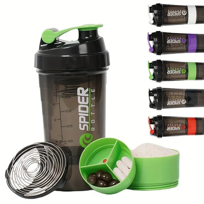1pc Portable Outdoor Protein Shaker Cup - 3-Layer Detachable Design with Measurement Markings, BPA-Free Leak-Proof Blender for Fitness, Gym & On-the-Go Protein Powder Mixing (Multi-Color Options), Protein Shaker Bottle