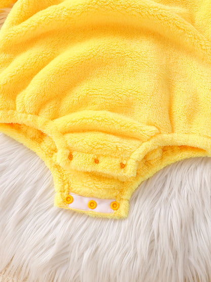 Soft and Warm Little Yellow Chick Onesie - Easy to Wear, Perfect for Little Ones, Cute Animal Design with Red Comb & Yellow Feather, Soft Fleece Material, Perfect for Cozy Outings, Adorable Outfit, Playful Wear, Comfortable W