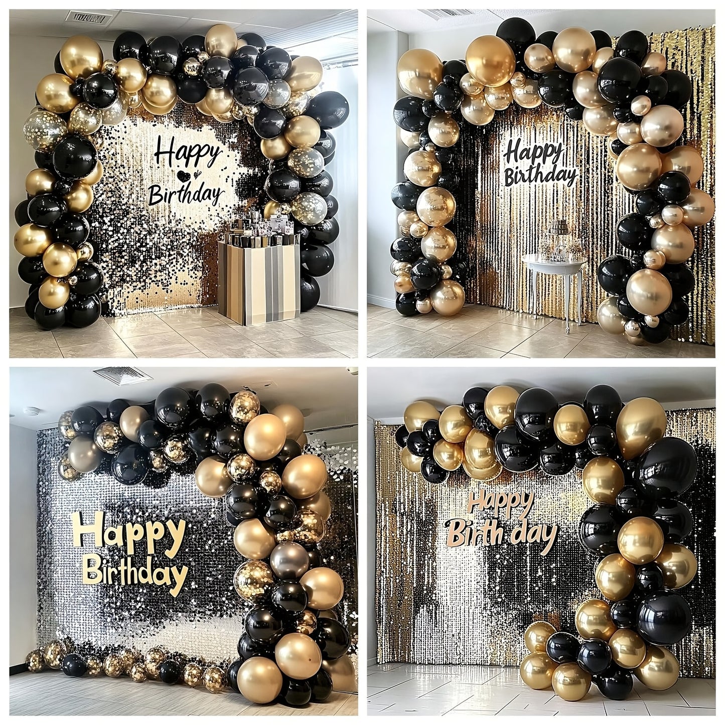 104pcs Black and Golden Balloon Garland Arch Kit - Metallic Golden Confetti Latex Balloons for Birthday, Gender Reveal, Anniversary, Wedding Decorations, Party Balloons|Sleek Black Balloons|Durable Emulsion Material