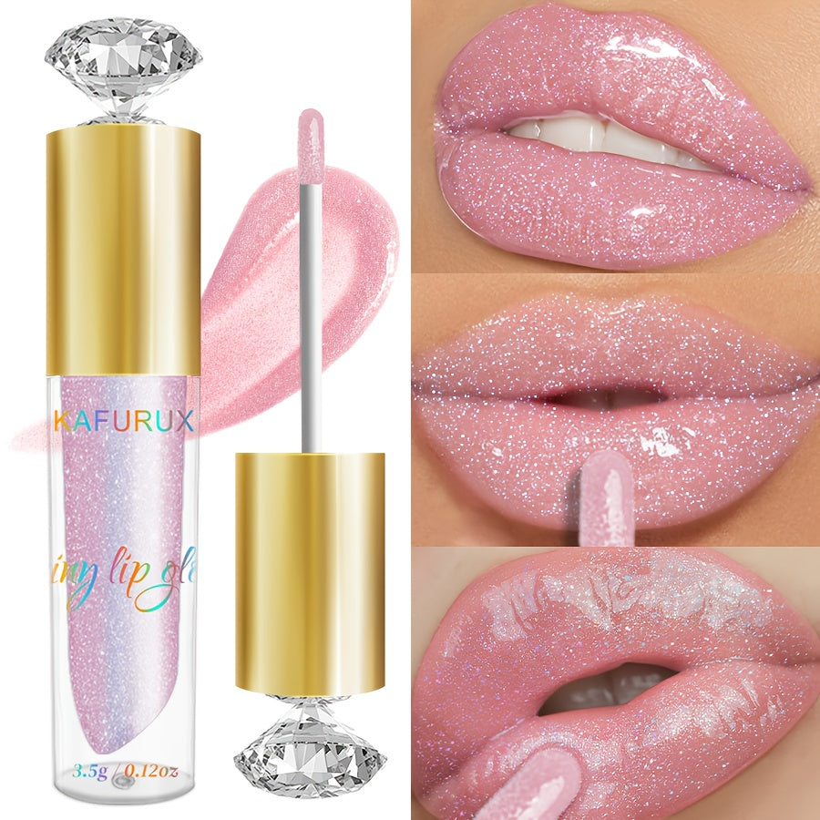 1pc KAFURIX Waterproof Pink Lip Glaze - Glossy Finish, Sparkle Shine, Long-Lasting, Non-Sticky Paste for All Skin Types, Easy Application