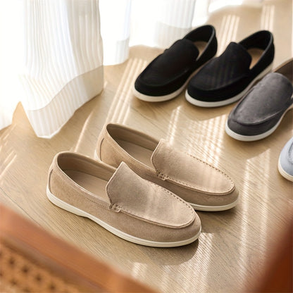 Men'S Slip-On Loafers - Lightweight Summer Shoes, Beige/Brown Formal & Casual Shoes, Easy Slip-On Closure, Synthetic Upper & Sole for Office, Vacation, Everyday - Minimalist British Style Dress Shoes, Office Footwear, Sleek D