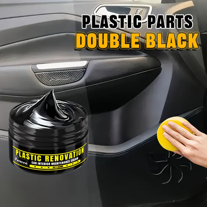 FARIENNE Car Plastic Part Restorer, Black Interior Trim Polishing Wax, Aging Prevention Refurbishment Agent, Repair Plastic Scratches, Tire Shine Paste, Leather Sofa Seat Care Cream, Suitable for All Car Interiors and Exterio