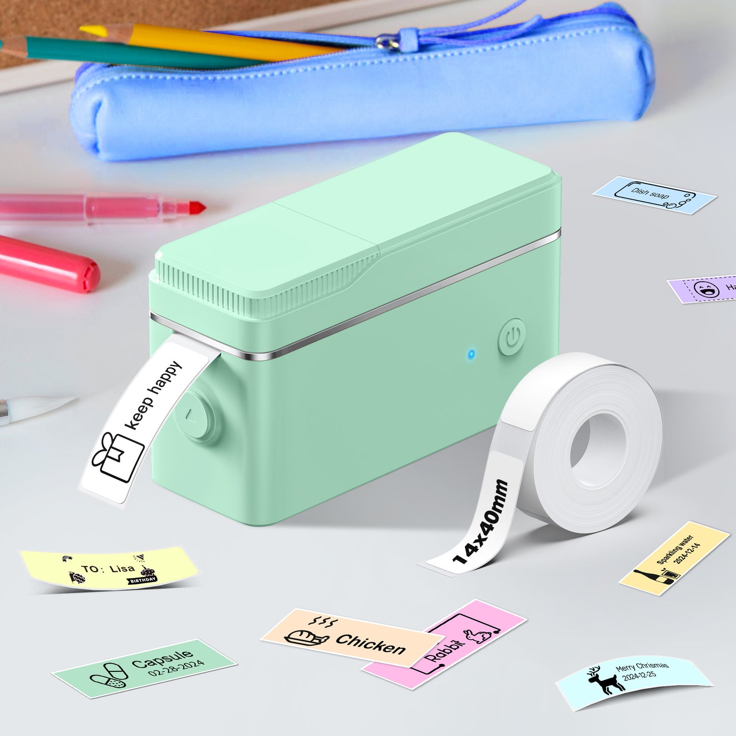 Mini Label Printer Self-Adhesive Labels, Portable Label Printer, P31S&P21&PM220 Combination of Different Designs, No Ink or Toner Required, Wireless Connectivity, For iOS and Android, For Home, Office and School, For Storage