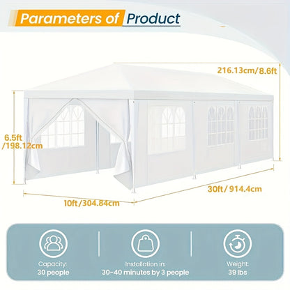 3×9m Pop-Up Tent, Party Canopy with Removable Side Walls, Outdoor Tent Suitable for Gatherings, Patio Pavilion, Wedding Event Tent